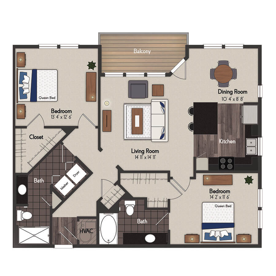 Western 2 Bedroom Floorplan