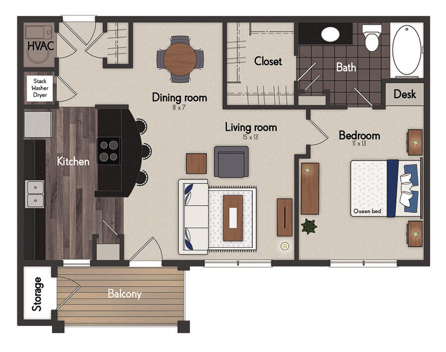 Winterset 1 Bedroom Floorplan