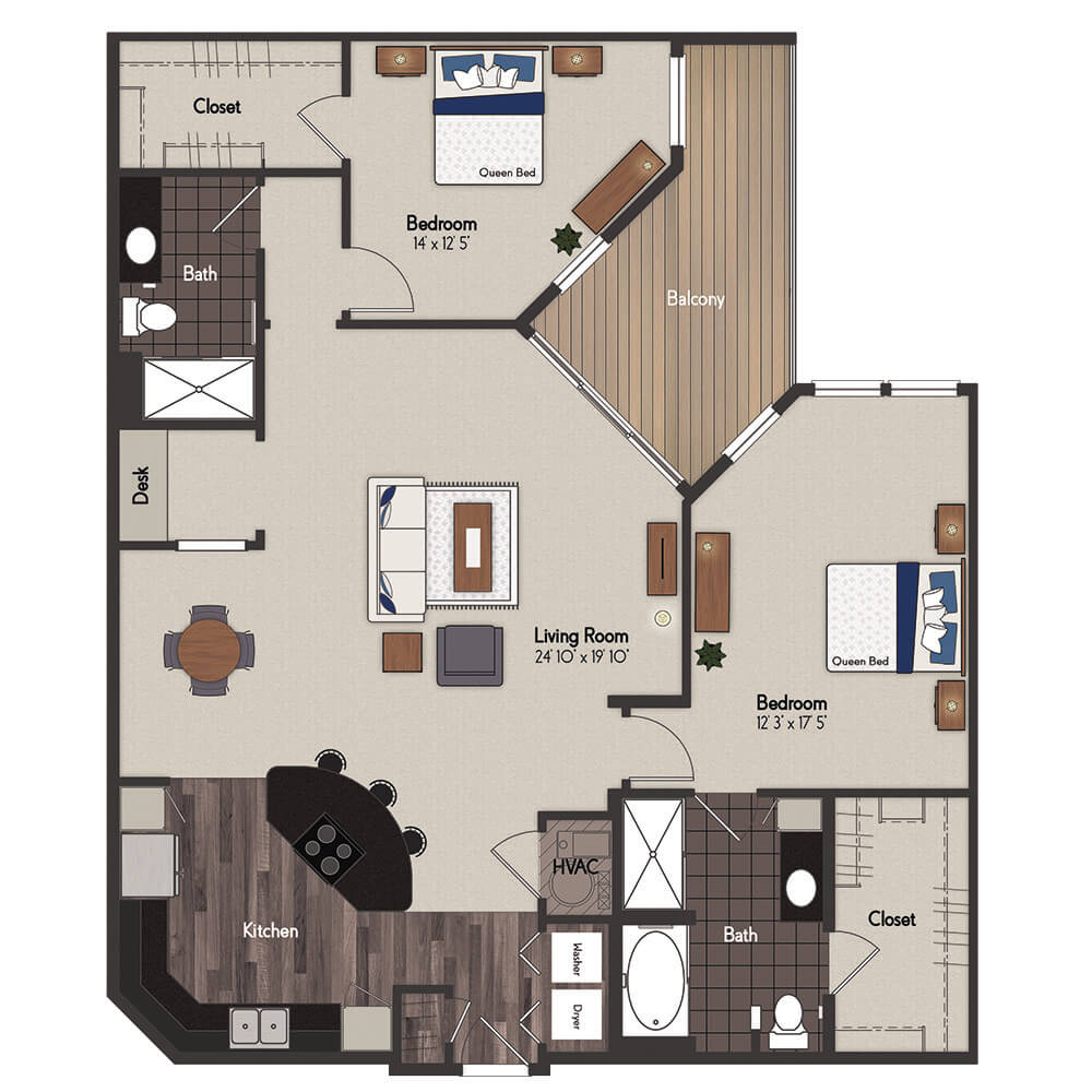 Woodmen 2 Bedroom Floorplan