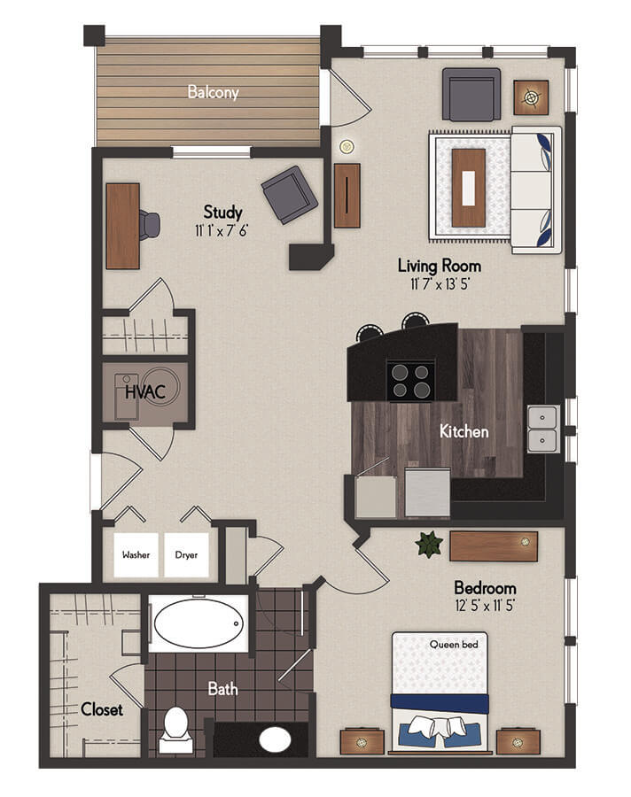 Wycliffe 1 Bedroom Floorplan