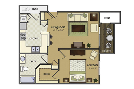Bristol One Bedroom Floorplan