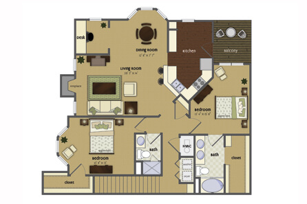 Savannah 2 Bedroom Floorplan
