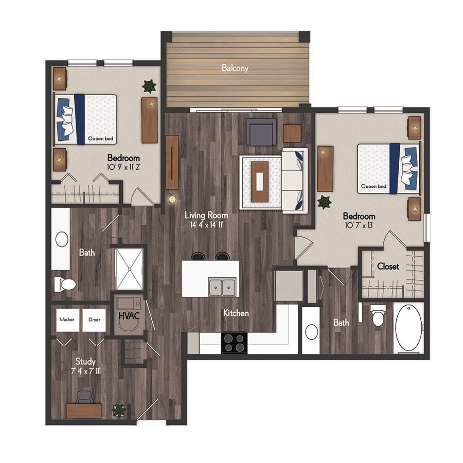 Dakota 2 Bedroom Floorplan
