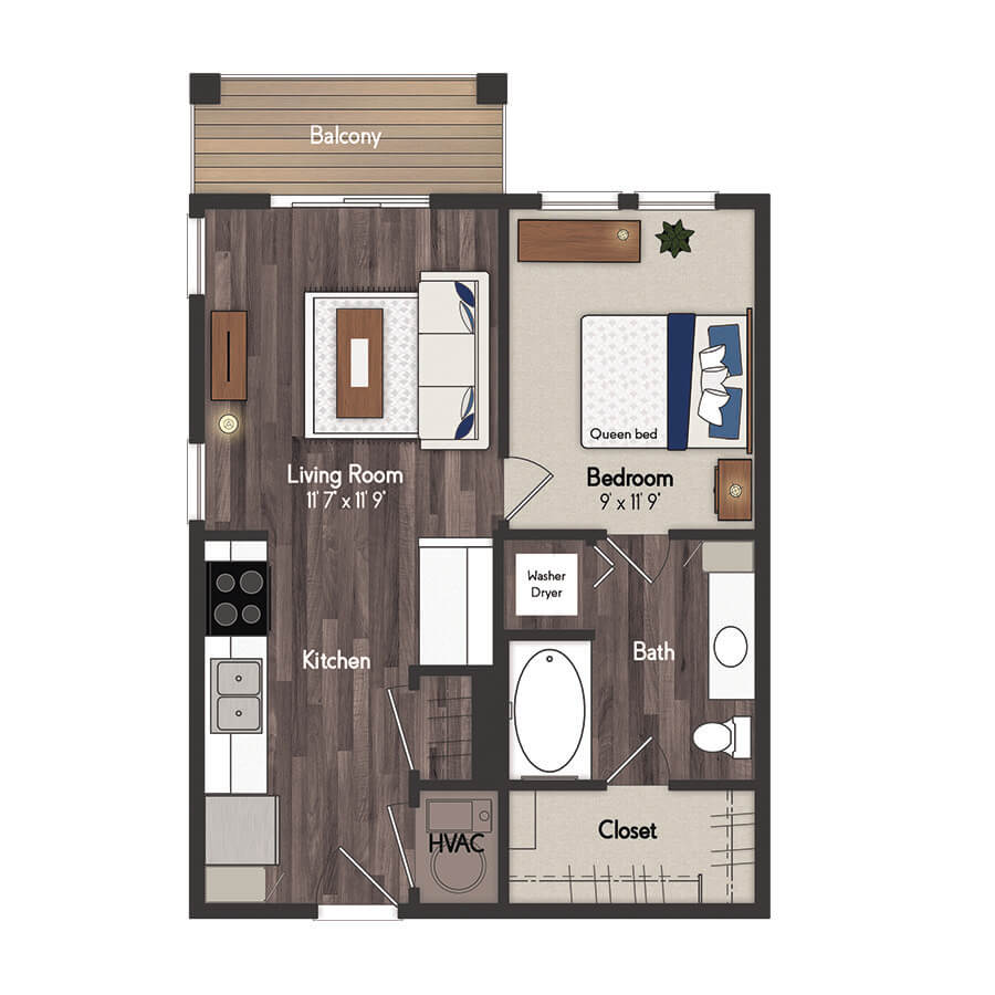 Hamilton 1 Bedroom Floorplan