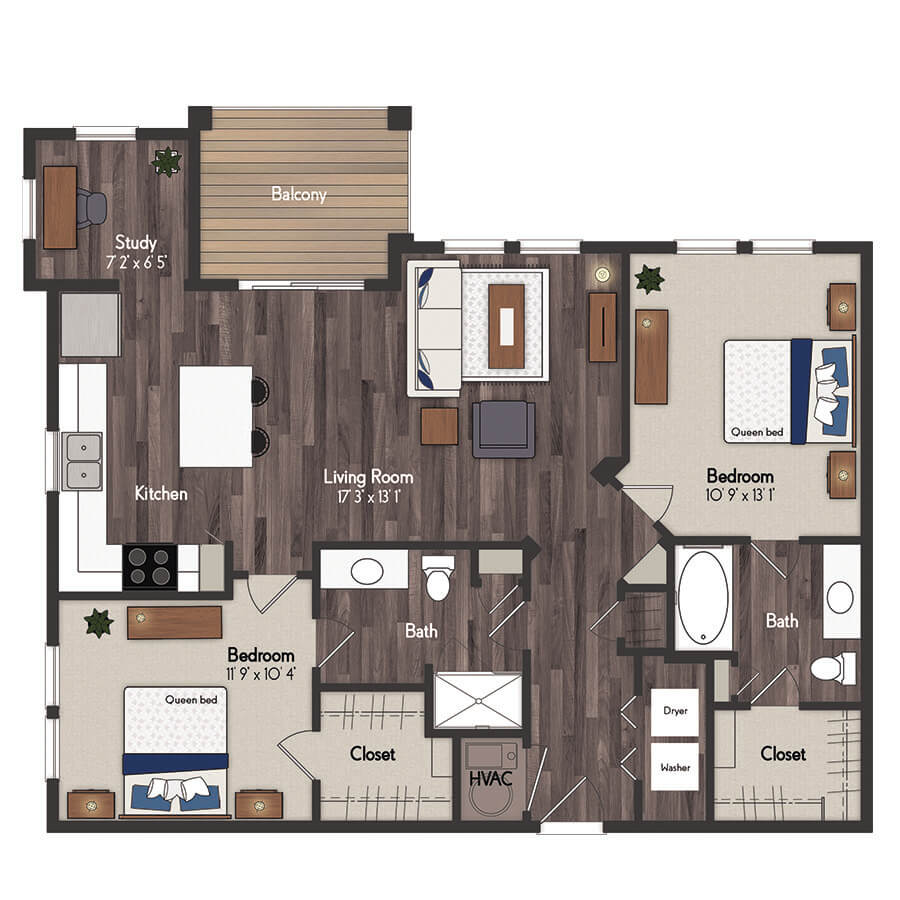 Palmer 2 Bedroom Floorplan